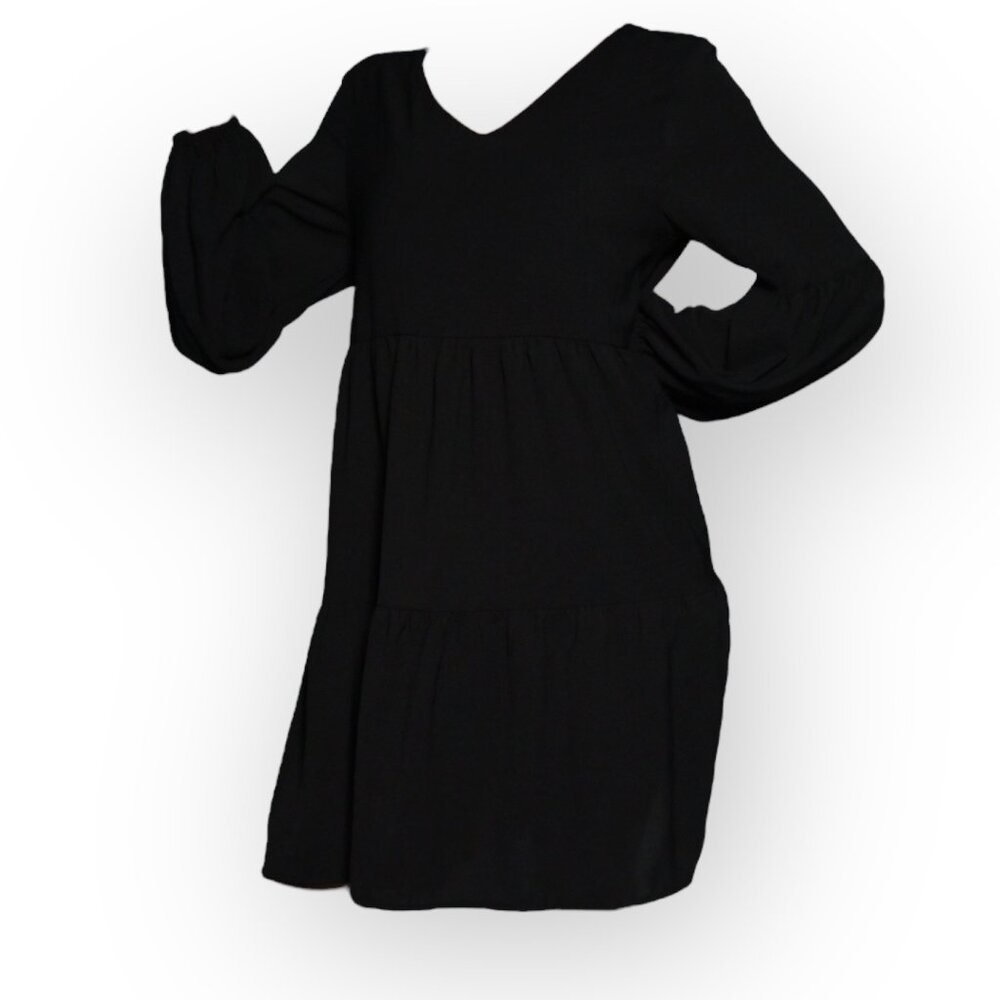 Solid Color Dress Elegant Long-Sleeve Women Fall Spring